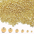 300pcs 14K Gold Bead,Seamless Gold Round Beads,Brass Loose Bead,that Do Not Fade Easily,Gold Beads for Bracelet Necklace Making (5MM) - size: 5MM