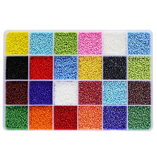 Bala&Fillic Size 12/0 Glass Seed Beads About 20000 pcs in Box 24 Color, 2mm Opaque Colors Craft Seed Beads for Making Earring Bracelets Necklace - color: Opaque Colors