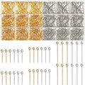 Junkin 1400 Pcs Eye Pins Mix Jewelry Findings 0.63 * 0.79 * 1.18 in Open Eye Head Pins Findings for Jewelry Making DIY Necklace Bracelets(Gold, Silver) - color: Gold, Silver