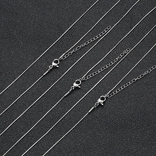 Loprome 12 Pcs Stainless Steel Snake Chain Necklace, Thin Round Snake Chains with Lobster Clasp for Jewelry Making, 1mm - color: steel, size: 18inch