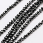 Fashewelry 136pcs 3mm Non-Magnetic Hematite Beads Small Faceted Round Crystal Beads for Bracelet Necklace Earrings DIY Jewelry Making - color: 3mm-Non-magnetic Hematite