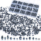 1500 Pcs Crystal Glass Beads for Jewelry Making – 12 Styles Bicone, Rondelle, Cube, Teardrop & 3mm Spacer Beads, DIY Bracelet Necklace Earring Craft Kit with Organizer Box(Vavy Blue) - color: Vavy Blue