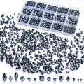 1500 Pcs Crystal Glass Beads for Jewelry Making – 12 Styles Bicone, Rondelle, Cube, Teardrop & 3mm Spacer Beads, DIY Bracelet Necklace Earring Craft Kit with Organizer Box(Vavy Blue) - color: Vavy Blue
