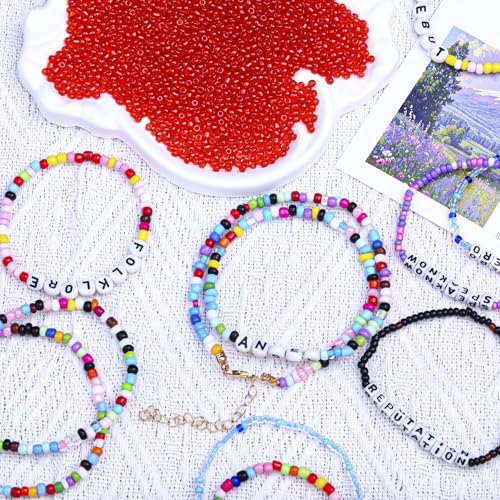 2000pcs Glass Seed Beads Bulk, 4mm 6/0 Mini Pony Spacer Small Individual Color Seed Beads for DIY Bracelet Necklaces Wrist Jewelry Making, Translucent Crimson - color: Translucent Crimson