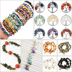 500 pcs Natural Chip Stone Beads, Hot Multicolor 5-8 mm Irregular Gemstones Healing Crystal Loose Rocks Bead Hole Drilled for Jewelry Making Bracelet - color: Hot Multicolor