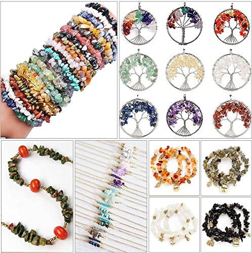 500 pcs Natural Chip Stone Beads, Hot Multicolor 5-8 mm Irregular Gemstones Healing Crystal Loose Rocks Bead Hole Drilled for Jewelry Making Bracelet - color: Hot Multicolor
