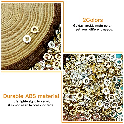 1000Pcs Flat Round Rondelle Spacer Beads for DIY Crafts,Gold Silver Disc Spacer Loose Beads for DIY Jewelry Making,Bracelet Necklace Earring Crafts - color: 1000pcs;Gold,Silver;Round