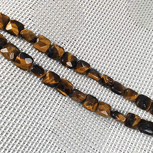 Natural Stone Beads Square Faceted Beading Tiger Eye Gemstone Loose Beads for Jewelry Making 7.9 inches 2 Strands - color: tiger eye stone