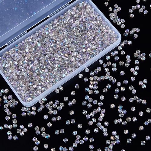 1100PCS 4mm Bicone Crystal Glass Beads for Jewelry Making, Sparkling Mini Beads for Suncatchers, DIY Bracelets & Craft Projects (AB Phantom Purple) - color: AB Phantom Purple, size: 4MM 1100 Pcs
