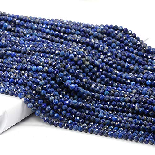 Natural Faceted Lapis Lazuli Beads Natural Stones Loose Bead for Jewelry Making Bracelet Necklace (Size 3mm,Length 15") - color: Lapis lazuli, size: 3mm
