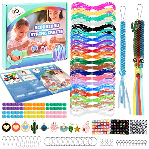 PP OPOUNT Lanyard String Kit, 20 Rolls Boondoggle String with Instruction for Beginners & 220 Beads, Lanyard Making Kit for DIY Bracelets, Key Chains and Lanyards, Summer Camp Crafts, Mother Day Gift - size: 196 Feet