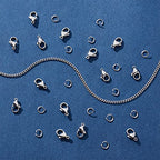 PH PandaHall 33 Feet 304 Stainless Steel Curb Cable Chain 2mm Link Necklace Chain with 20pcs Lobster Claw Clasps and 30pcs 6mm Open Jump Rings for Bracelets Necklaces Jewelry DIY Crafts Making
