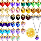 Hicarer 40 Pieces Cubic Crystal Charms Assorted Crystal Birthstone Charms Pendants Handmade Dangle Bead Pendants with 200 Pieces Open Jump Rings for DIY Jewelry Making Necklace Earring Gifts
