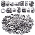 BronaGrand 100g Antique Silver Column, Tube, Barrel, Round Spacer Beads, Large Hole, Zinc Alloy, 4mm-30mm, DIY Jewelry Making Supplies - color: Antique Silver