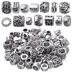 BronaGrand 100g Antique Silver Column, Tube, Barrel, Round Spacer Beads, Large Hole, Zinc Alloy, 4mm-30mm, DIY Jewelry Making Supplies - color: Antique Silver