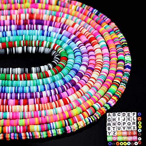 11 Strands Clay Beads Vinyl Chip Disc Flat Round Loose Handmade Polymer Fimo Spacer Beads Mutilcolor DIY for Jewelry Making Necklace Bracelet Anklet Earring (6mm 4000Pcs + 420Pcs Accessories) - color: L-Mutilcolor 01