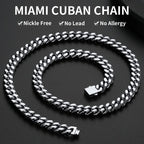 ChainsHouse Stainless Steel Mens Cuban Link Chain, Black/ 18K Gold Plated Miami Cuban Chain Necklace, 5mm/7mm/9mm/12mm/14mm Width, No Tarnish& Durable Hip Hop Mens Jewelry, 18"-30", Send Gift Box - color: a. 9mm width-steel, size: 20 inches