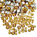 AD Beads 1440 Pieces Mixed Size No Hotfix Glue on Quality Glass Flatback Rhinestones Round Crystal Gems (14 Lt. Topaz) - color: Lt. Topaz 14