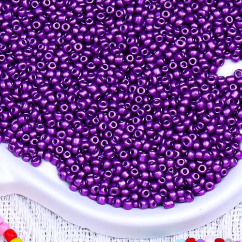 5000pcs Glass Seed Beads, 3mm 8/0 Small Individual Color Seed Beads Mini Pony Bulk for DIY Bracelet Necklaces Wrist Jewelry Making, Dark Purple - color: Dark Purple