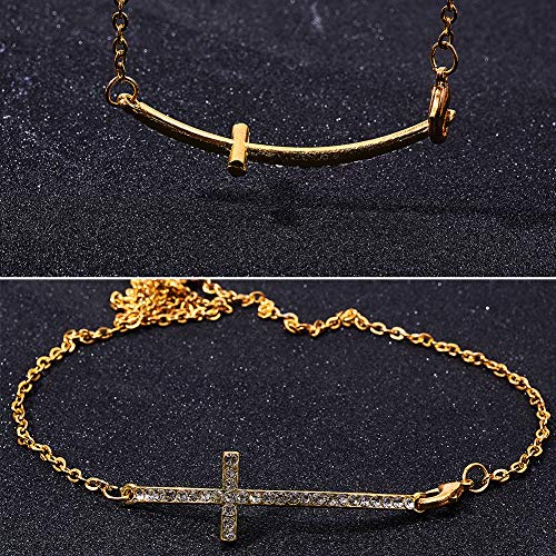 PH PandaHall 12pcs Cross Connector Golden Metal Rhinestone Charms Curved Sideways Connector Bar Link for Easter Eid Mubarak Ramadan Decoration Necklace Earring Bracelet Jewelry Making