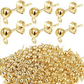180 Pieces Ball Post Earring Stud with 200 Pieces Butterfly Back Earrings with Loop for DIY Jewelry Making Findings, 4 mm 5 mm 6 mm(Gold) - color: Gold