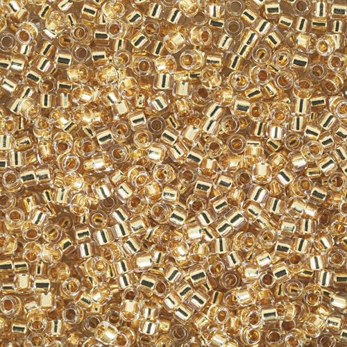 Miyuki Delica Seed Beads – Size 11/0 (1.6 mm), DB0033, Gold-Lined 24K, 7.2 g, Approx. 1440 Beads, Made in Japan - color: DB0033 - Gold-Lined 24K