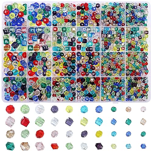 cridoz 1710 Pieces Crystal Glass Beads for Jewelry Making and Crafts, Colorful Beads for Bracelets, DIY Crafts and Home Ornaments