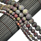 AD Beads Beautiful Natural Matte Gemstone Round Spacer Loose Beads 4-12mm (4mm, 11 Matte African Bloodstone) - color: 11 Matte African Bloodstone, size: 4mm