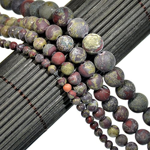 AD Beads Beautiful Natural Matte Gemstone Round Spacer Loose Beads 4-12mm (4mm, 11 Matte African Bloodstone) - color: 11 Matte African Bloodstone, size: 4mm
