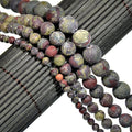 AD Beads Beautiful Natural Matte Gemstone Round Spacer Loose Beads 4-12mm (4mm, 11 Matte African Bloodstone) - color: 11 Matte African Bloodstone, size: 4mm