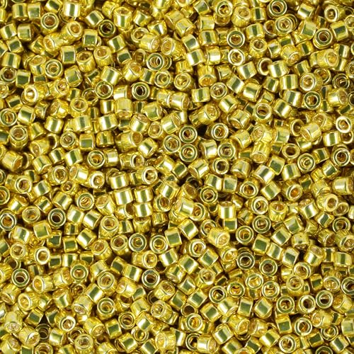 Miyuki Delica Seed Beads – Size 11/0 (1.6 mm), DB0424, Galvanized Dark Yellow Dyed, 7.2 g, Approx. 1440 Beads, Made in Japan - color: DB0424 - Galvanized Dark Yellow Dyed