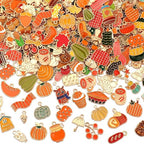SANNIX 350pc Fall Charms, Thanksgiving Enamel Pumpkin Maple Leaf Turkey Autumn Charms for Jewelry Making, Bulk for Bracelets, Necklaces, Earrings, Craft Making - color: Fall Color