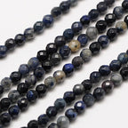 Fashewelry 136pcs 3mm Natural Sodalite Beads Small Faceted Round Crystal Beads for Bracelet Necklace Earrings DIY Jewelry Making - color: 3mm-Sodalite