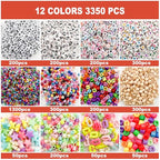 JINNBEY 4655 Pcs Jewelry Making Kits, DIY Bracelet Necklace Portable Three-Layer Spacer Box - Includes 24 Color Cotton Thread & Letter Bead & Tools, The Gift Set for Handicraft Enthusiasts