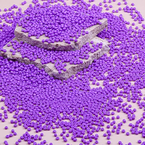 8/0 Glass Seed Beads Bulk, Light Purple 3mm Tiny Round Craft Seed Bead, Small Mini Pony Beads for Jewelry Making Bracelet Necklace Wrist Beading Weaving Supplies, 2500pcs - color: Light Purple