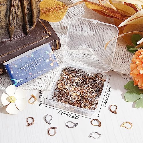 SUNNYCLUE 1 Box 180Pcs Leverback Earring Hooks Bulk French Earring Hook Lever Back Ear Wires with Open Loop Hypoallergenic Brass Leverbacks Hoop Earwires DIY Earrings Findings for Jewelry Making Kit - color: 1 Box 180pcs Brass Leverback Earring Hooks Mixe