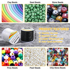 Bracelet String, Paxcoo 2 Rolls Elastic Stretchy Bead String Cord for Clay Beads Kandi Pony Beads Bracelets Jewelry Making (0.5 MM, Crystal & Black) - size: 0.5MM, style: Black & Crystal