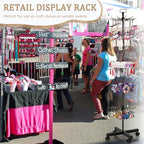 5-Tier Metal Spinning Display Stand Rack with Wheels, Black Iron, 50 Hooks, Lockable Wheels, Ideal for Jewelry, Accessories, Foods - color: Black