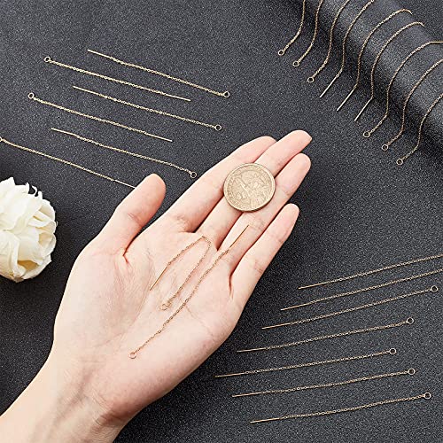 UNICRAFTALE 24pcs About 90mm Golden Ear Threads Hypoallergenic Stainless Steel Ear Threads Earring Threader with Loop for Jewelry Earring Making 0.8mm Pin - color: Golden, size: 90mm