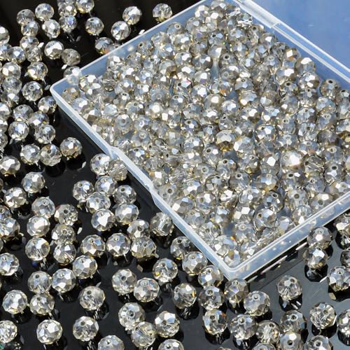 220Pcs 10mm Crystal Glass Beads for Jewelry Making Beads for Bracelets Necklace Pendants Making Supplies(Gray) - color: Gray, size: 10mm 220pcs