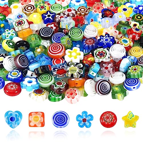 TOAOB 180pcs Assorted Lampwork Beads 8mm Glass Loose Spacer Beads for DIY Crafts Jewelry Making Bracelets Necklaces