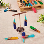FASHEWELRY 20Pcs Teardrop Resin Wood Earrings Charms Drop Wooden Earring Blanks Earring Findings Bohemian Wooden Earring Pieces for Jewelry Making - color: 3 Tone-Teardrop