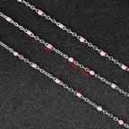 UMAOKANG 10 Meters Stainless Steel Chain for Jewelry Making Pink Enamel Beaded Chains Bulk Women Necklace Bracelet DIY Jewelry Findings - color: Pink Bead-Steel