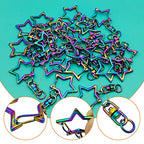 30pcs Star Shaped Spring Snap Keychain Clip,Metal Swivel Clasp Snap Hook Key Ring with Chain Hanging Buckle with Open Jump Ring Connector for DIY Crafts Key Ring Making,Bag Accessories(Rainbow) - color: Rainbow