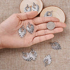 Mega Pet 10pcs Tibetan Silver Leaf Chandelier Component Links Charm Pendant Connectors with 5 Holes for Multi Layers Dangle Earring Bracelet Necklace Jewelry Making - color: Antique Silver, Leaf