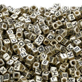 ZHIYUXI 1500pcs Acrylic Black Letter Beads - Gold Cube Friendship Bracelets Alphabet Beads for Crafts Jewelry Necklaces (6 x 6mm) - color: A# Black Letter Gold Beads