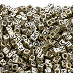 ZHIYUXI 1500pcs Acrylic Black Letter Beads - Gold Cube Friendship Bracelets Alphabet Beads for Crafts Jewelry Necklaces (6 x 6mm) - color: A# Black Letter Gold Beads