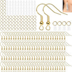 Hypoallergenic Earring Hooks, Ear Wires Fish Hooks, 600 Pcs Gold Earing Making Supplies Kit with Earring Backs and Jump Rings for DIY Jewelry Making (Gold) - color: Gold