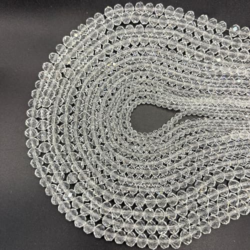 1040PCS Assorted Size Glass Beads, 4/6/8mm Crystal Glass Beads for Jewelry Making, Briolette Crystal Spacer Loose Bulk Beads for DIY Crafts, Suncatchers, Clear Color - color: Clear