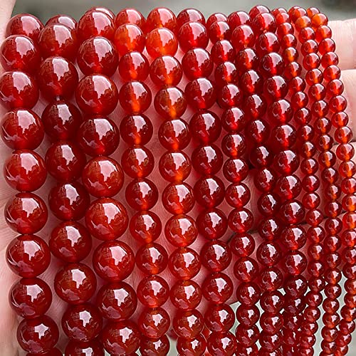 35pcs 10mm Red Agate Beads Natural Gemstone Beads Round Loose Beads for Jewelry Making - color: Red Agate, size: 10mm
